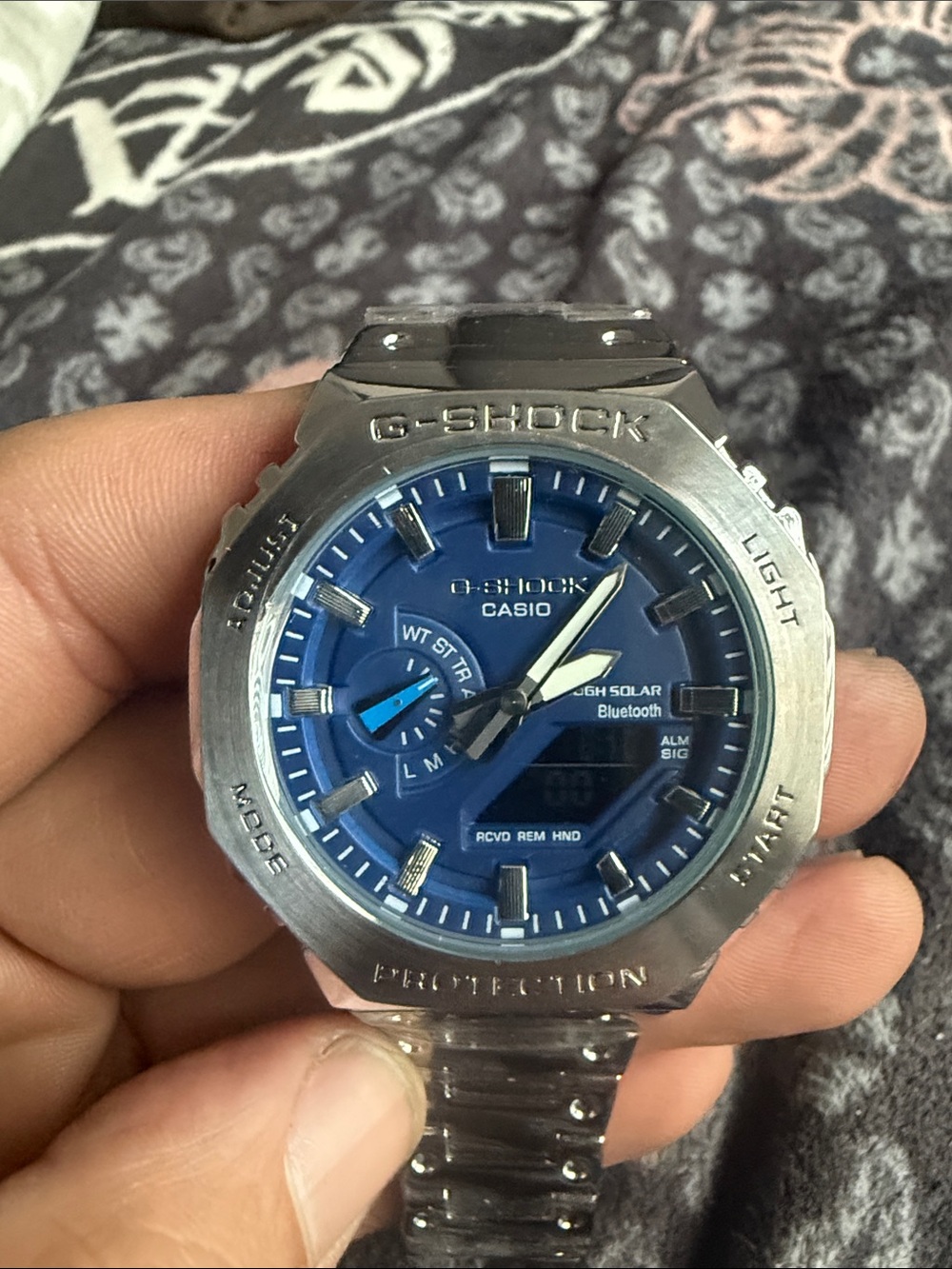 Casio G-Shock Blue Dial Stainless Steel Watch